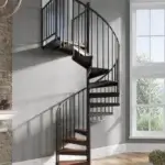 upper budget spiral staircase with wood treads and spacers to meet heigh for projects of all budgets